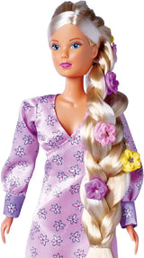 Simba 105733640 - Steffi Love Flower Hair, docka med extra långt hår, innehåller 6 klämmor, flättillbehör och kam, 29 cm, 3+ år