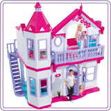 Simba 104661996 - Steffi Love Dreamhouse, stor lekstuga, 4 rum, INGEN DOCKOR, 84 cm hög, två våningar, funktionell klocka, hopfällbara dockskåp för Naty Shop