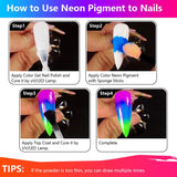 Neon Fosfor Pigment Pulver Für Nägel Lidschatten - 12 Färger Neon Nagel Glitzer Augenpulver Maniküre Halloween Neon Smink Dekoration Nail Art Staub Pigment