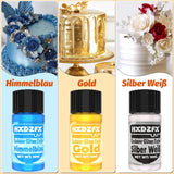 Essbarer Glitzer - 3 Torten Kuchen Deko Essbare, Metallic Lebensmittelfarbe Flüssiges, Ätbart Glitter Für Muffin, Cocktail, Marshmallows - 10Ml Naty Shop