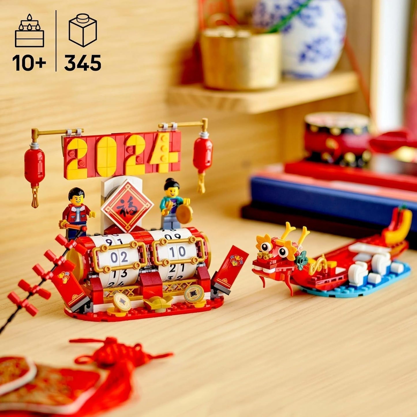 LEGO semesterkalender, kinesisk julklapp för pojkar och flickor, byggset för månnyår, låter barn leka fantasifullt, festleksak, dekoration för kinesiskt nyår 40678 Byggset Besuche den LEGO-Store