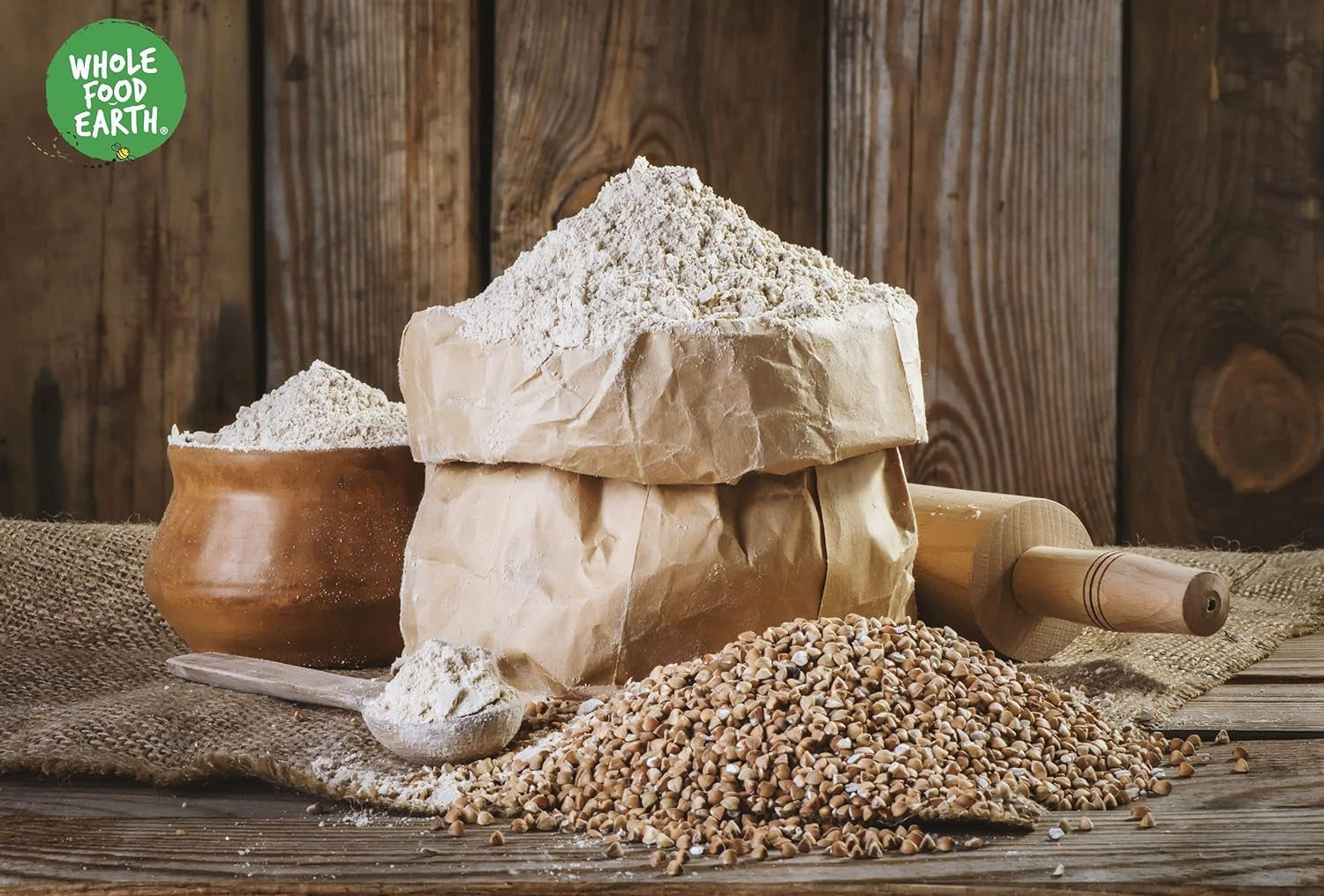 Wholefood Jord Ekologiskt Bovetemjöl 1kg | Grym | Icke-GMO | Vegan | Certifierad ekologisk