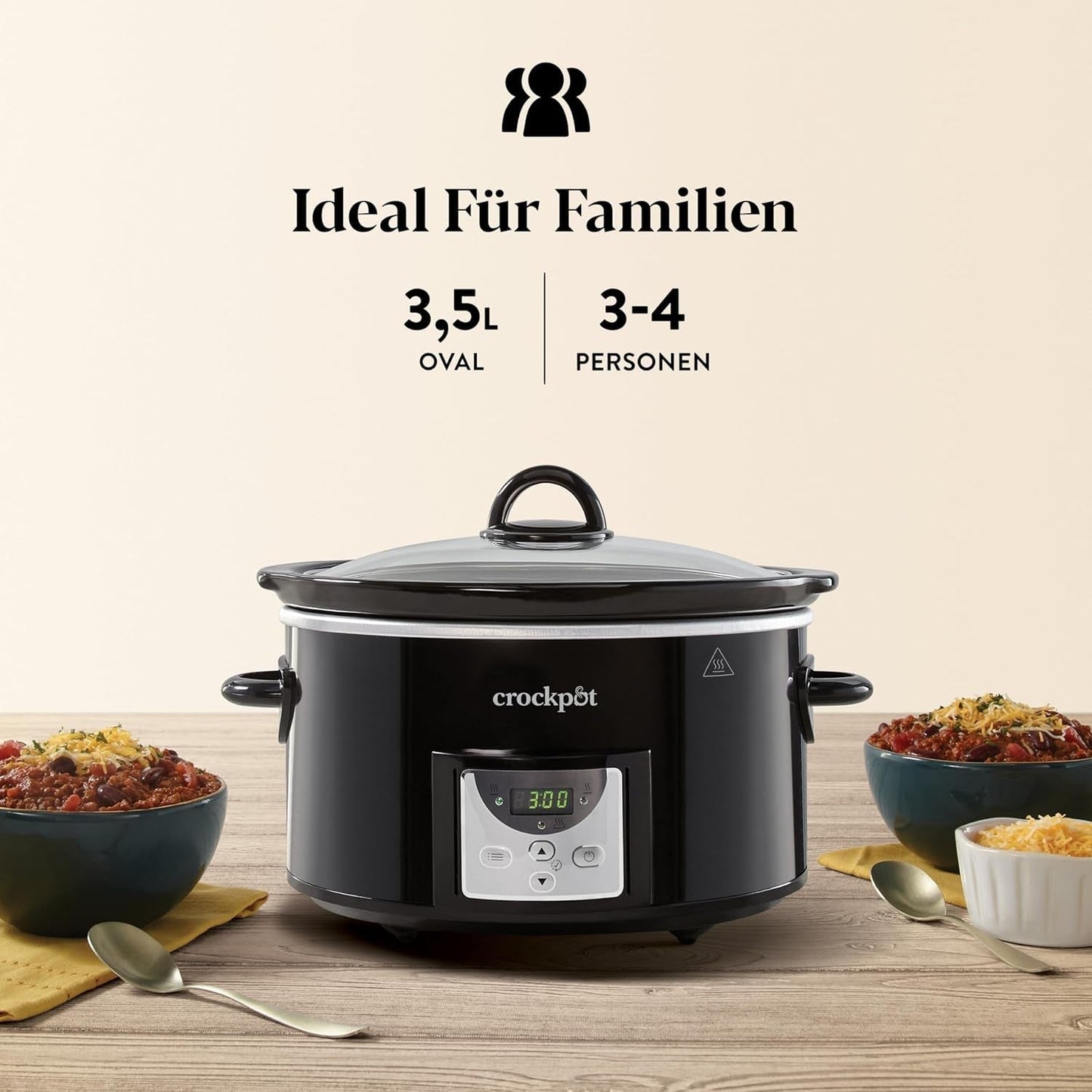 Crockpot digital slow cooker, 3,5 L (3 till 4 personer), CSC113X Slow Cooker Naty Shop