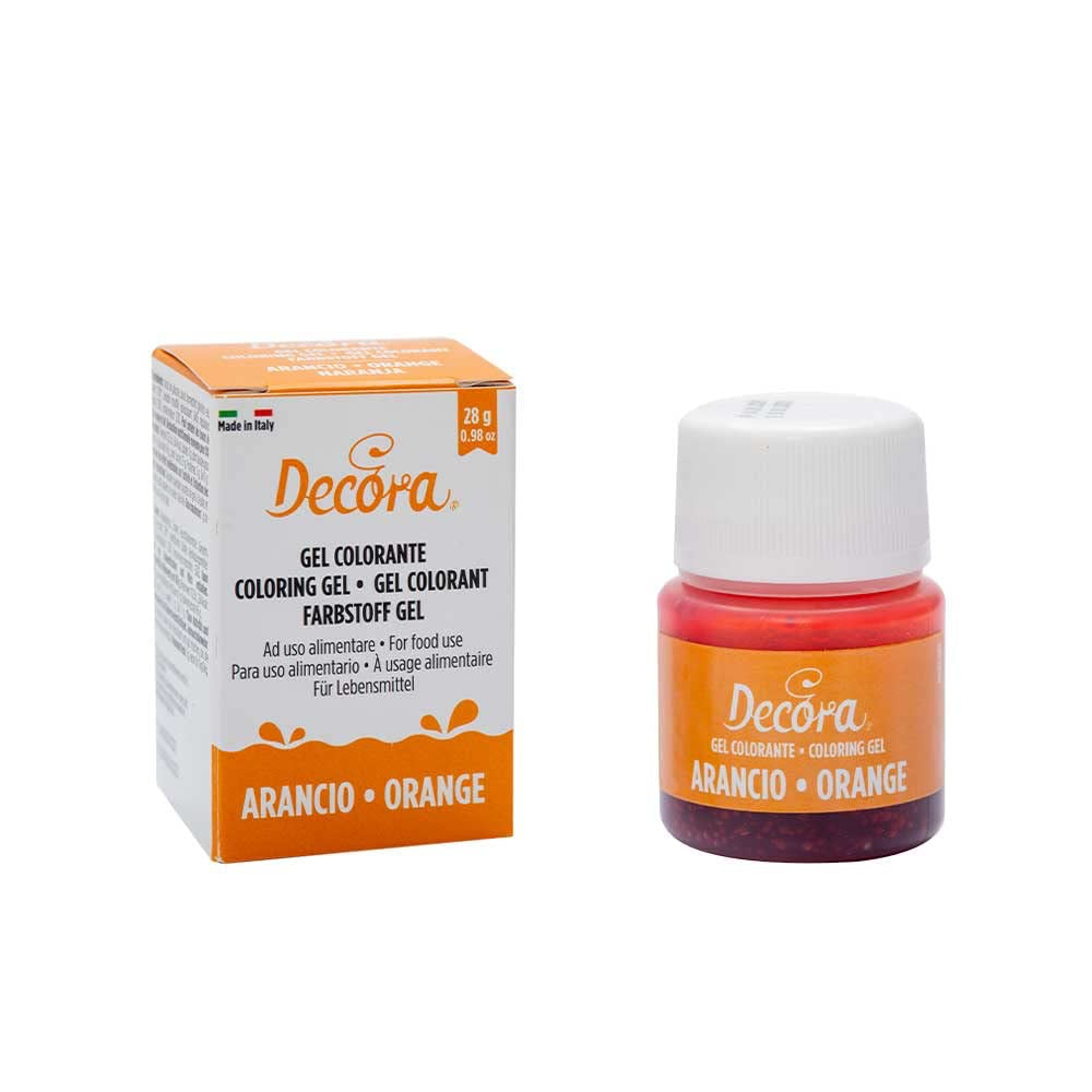 , 9600813 Gel matfärg, gel matfärg idealisk för beläggningar och dekorationer, skapar intensiva och ljusa färger, tillverkad i Italien, 28 gram, orange färg.