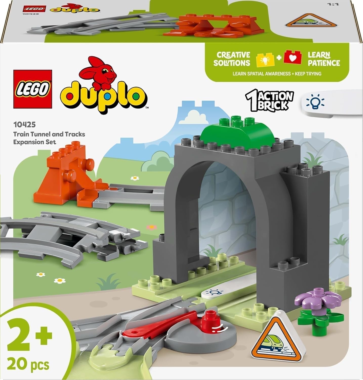 LEGO DUPLO Town Railway Tunnel och spår - Expansionsset, present till småbarn, uppmuntrar fingerfärdighet, lekset för 2 år gamla fordonsfans, kreativ lärandeleksak 10425 Byggset Besuche den LEGO-Store