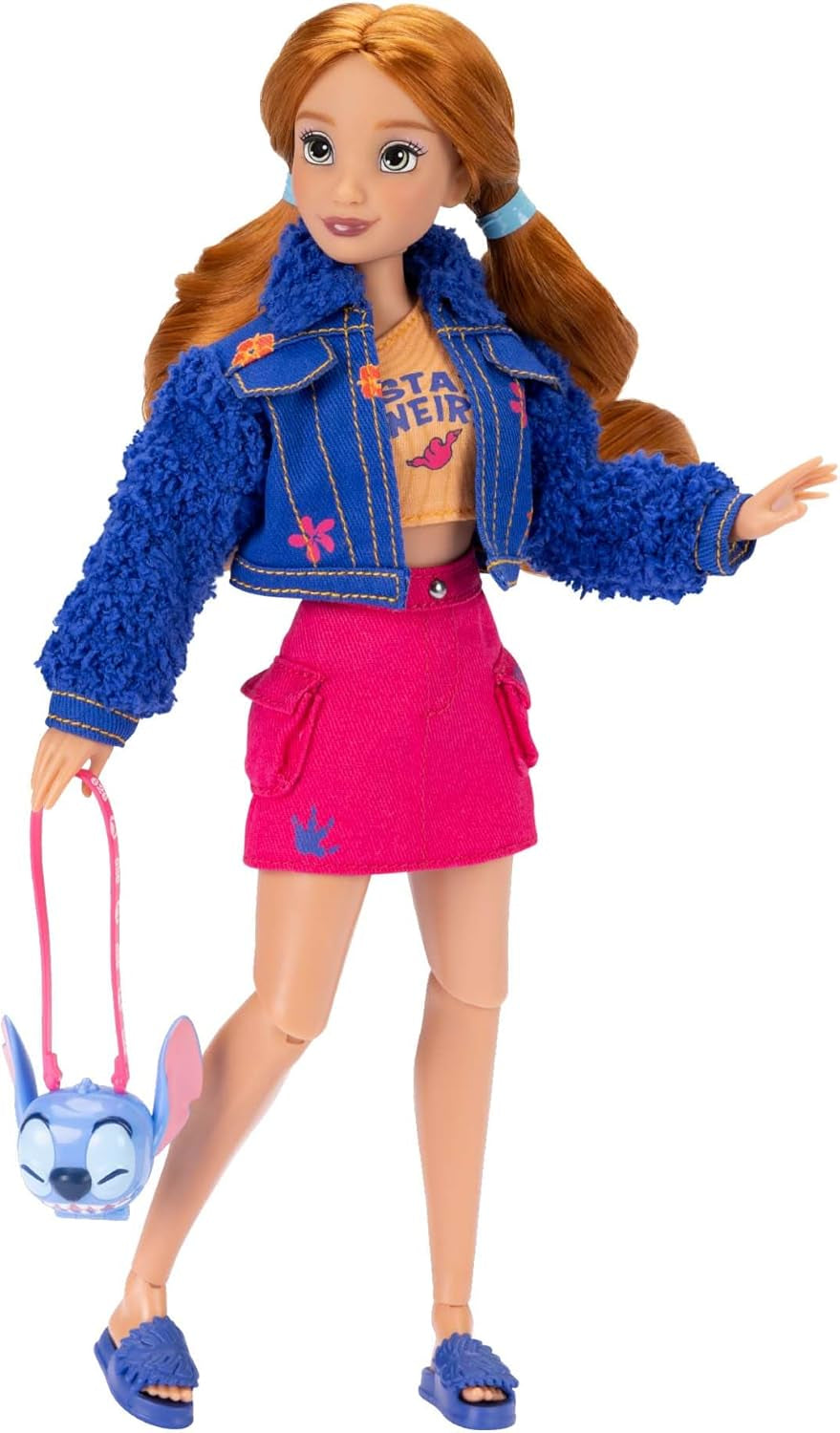 Disney ILY 4EVER Stitch modedockor med rött hår, 29 cm långa, med 13 artikulationspunkter, två kompletta mix-and-match outfits och en gnistrande Musse ring för dig!