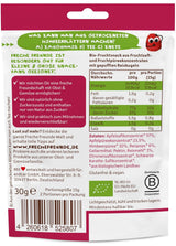 FRECHE FREUNDE Ekologiska fruktgeléer, äppel-, hallon- och risklubbor, fruktigt sött mellanmål för barn, glutenfritt, veganskt, paket med 20 (20 x 30 g)
