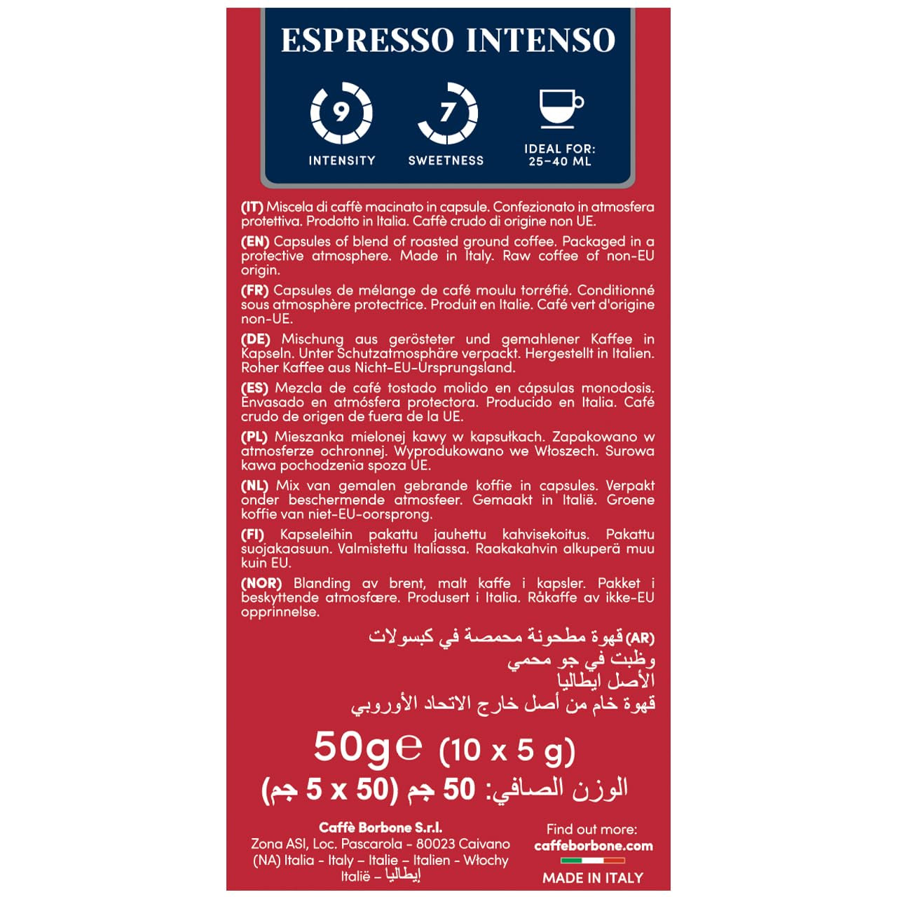 Caffe Borbone Espresso Strength 9/10 Nespresso-kompatibla 10 kaffekapslar
