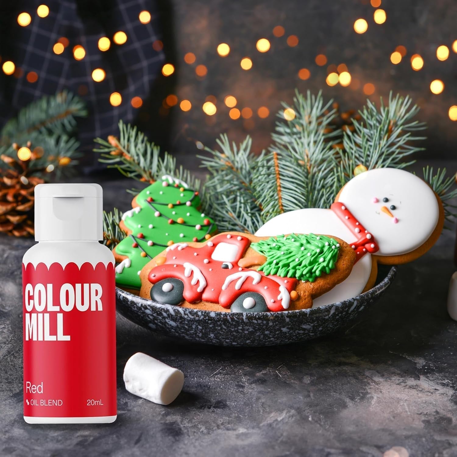 Color Mill Liquid Food Coloring Set - 5 x 20 ml oljebaserad (svart, varm rosa, lila, röd och blå) - UV-beständig - Perfekt för bakning och som topping för tårtor, muffins och tårtdekorationer