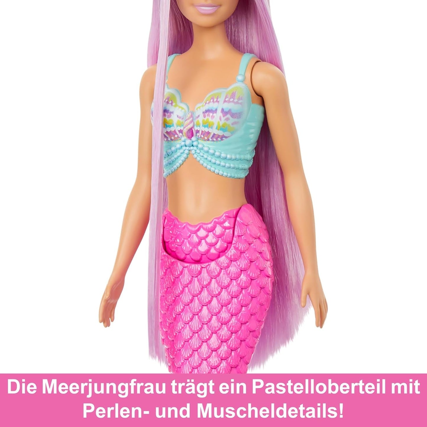 Barbie sjöjungfrudocka - med långt rosa hår och anpassade stylingtillbehör, inklusive borste, vackert skal och rosa fenor, för åldrarna 3 och uppåt, HRR00 Naty Shop Dolls