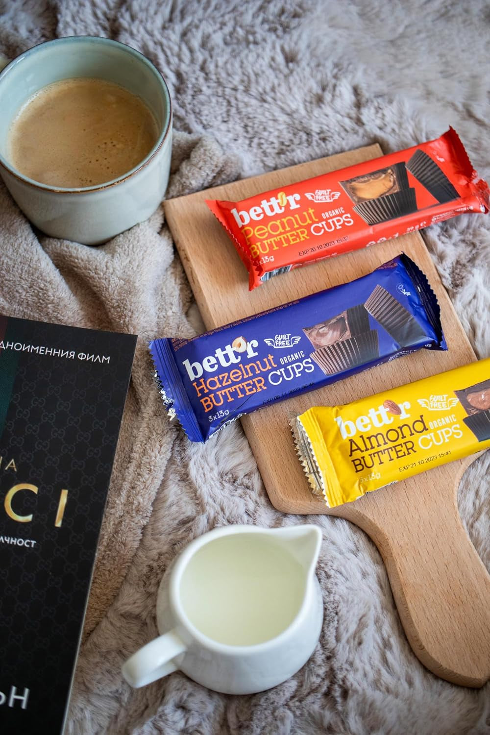 Bett'r Guilt-fria ekologiska hasselnötssmörblommor. 100% vegansk, glutenfri och laktosfri - 12 x 39 g