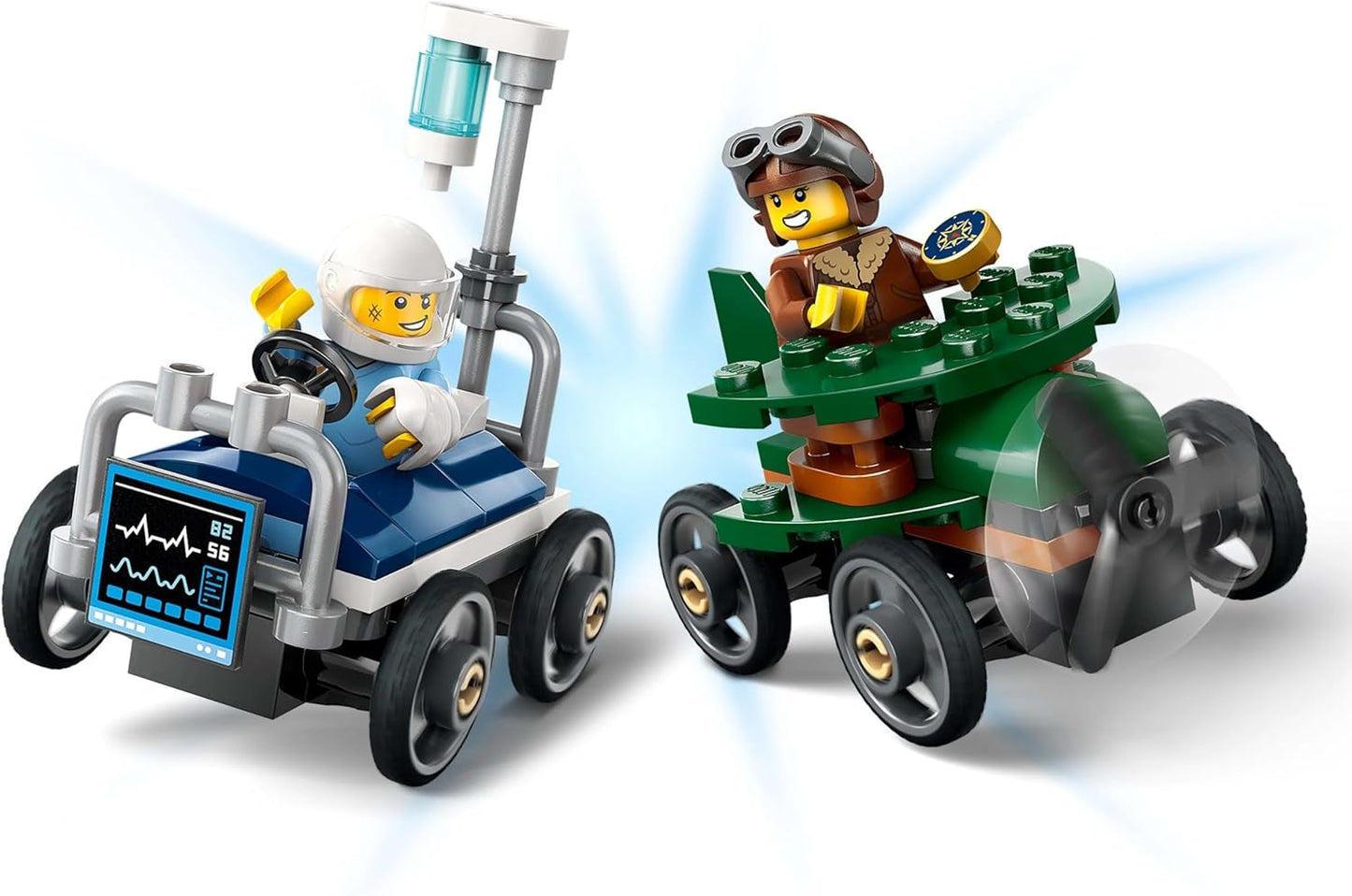 LEGO City Airplane vs. Sjukhussäng Race Car Set - Tvållåda leksak för pojkar och flickor från 5 år - Byggset med 2 minifigurer - Födelsedags- och semesterpresent 60459 Byggset Besuche den LEGO-Store