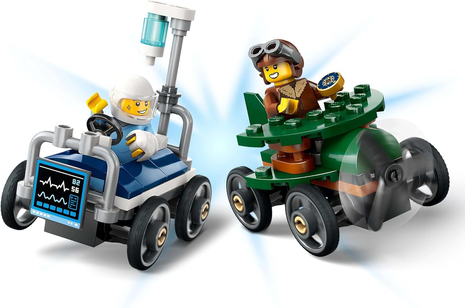 LEGO City Airplane vs. Sjukhussäng Race Car Set - Tvållåda leksak för pojkar och flickor från 5 år - Byggset med 2 minifigurer - Födelsedags- och semesterpresent 60459 Byggset Besuche den LEGO-Store