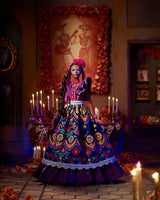 2022 Día De Muertos barbiedocka med rufsig traditionell klänning, blomsterkrans och Calavera ansiktsfärg, present till samlare