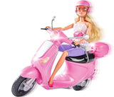 Simba 105730282 - Steffi Love Chic City Scooter, Steffi med Rosa Scooter med hjälm och hjälmfack, Modedocka, 29cm, För barn 3+