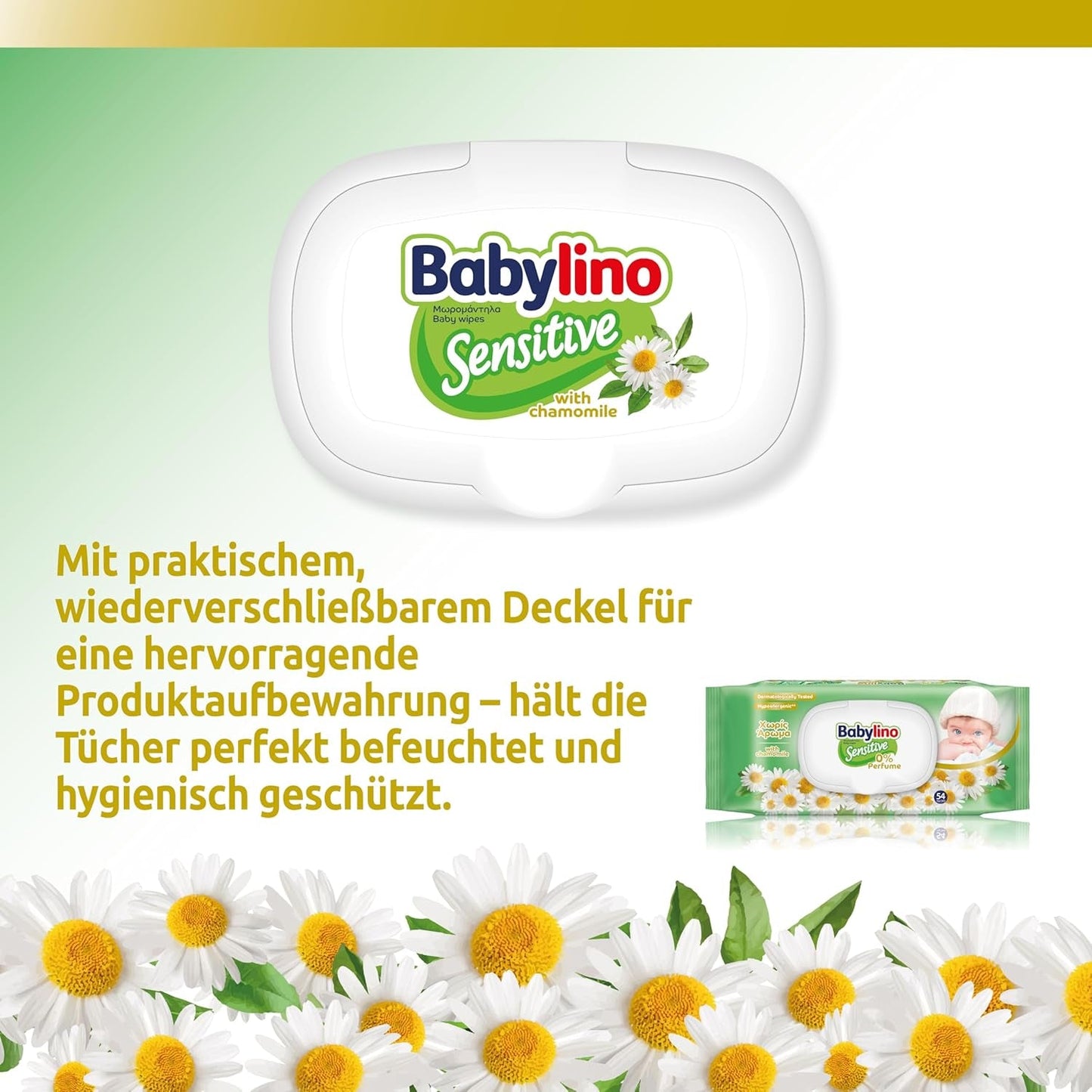 Känsliga babyservetter, 0 % doft, 98 % naturlig formel som återställer hudens pH-balans, friskhetstätning, 54 våtservetter