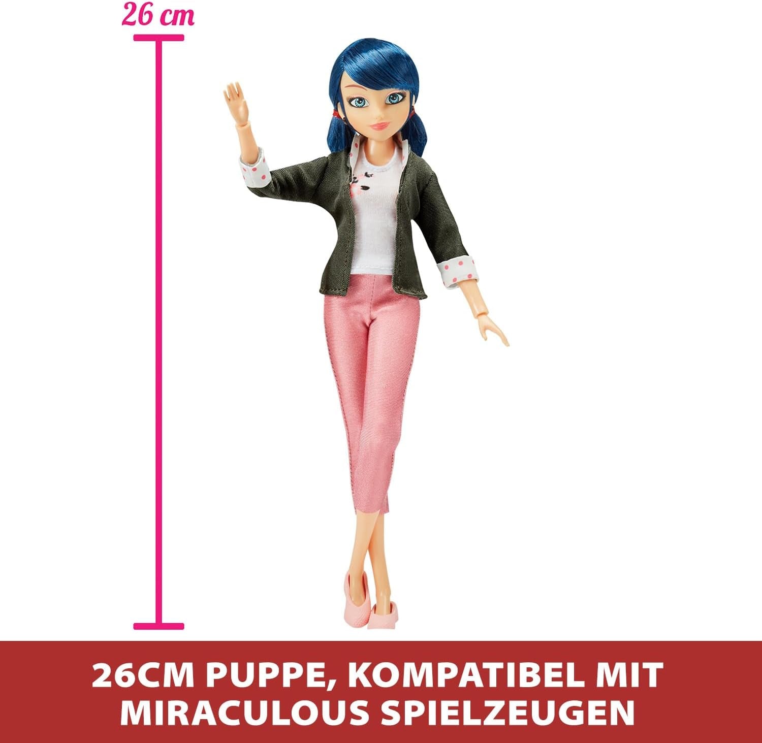 BANDAI - Miraculous Ladybug - Marinette och Ladybug Fashion Doll - 26 cm ledad docka med 2 outfits - Miraculous Toy artikulerad docka - Leksak för åldrarna 4 och uppåt - P50355