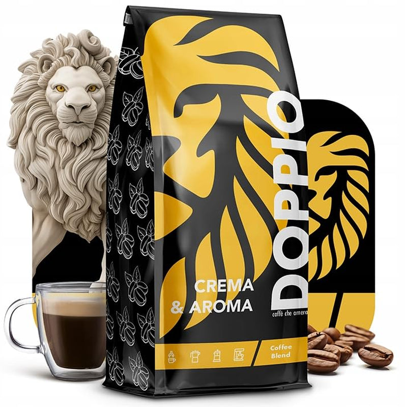 Doppio Cream & Flavor 1KG | Kaffebönor 80% Arabica och 20% Robusta | med toner av kakao, nötter och kola | Färsk och medelstekt, låg syra | för espresso | Blue Orca Coffee