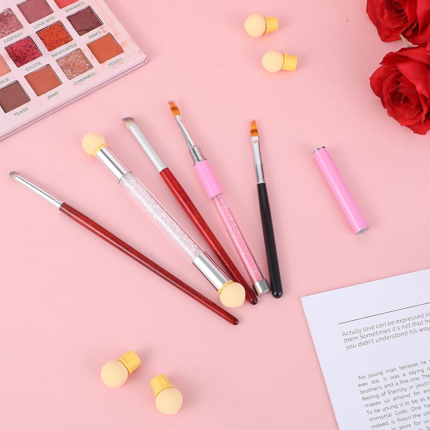 Nail Art Rendering-Werkzeuge Schwamm Undtupfpinsel, Sponge Brush Applicator, Doppelter Kopf Ombre Sponge Stick Mit 4 Ersatzköpfe, Nail Art Schwamm Und Tupfpinsel, Ombre Nagelpinsel Für Gelnägel