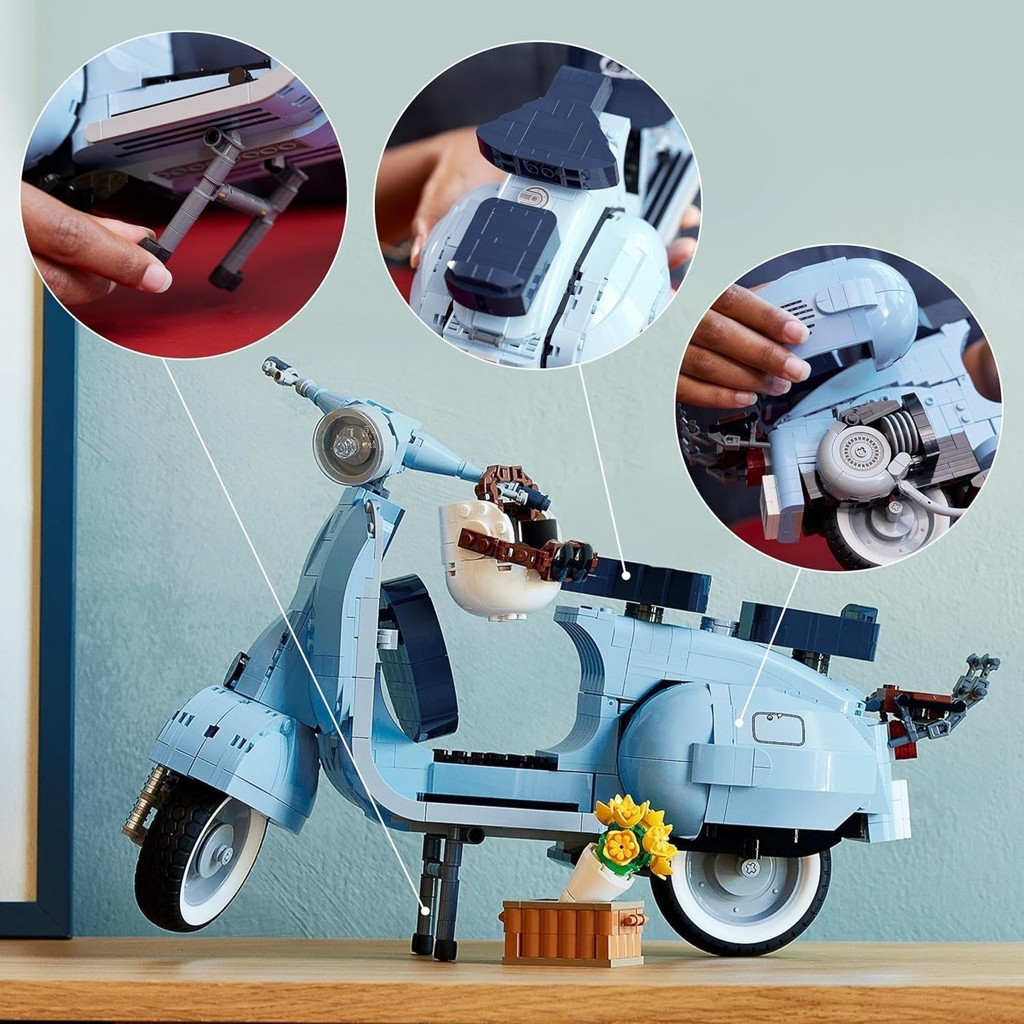 LEGO Icons Vespa 125, byggbar motorcykelmodell, vintage italiensk skoter, modellsats för vuxna, displayplagg som rumsdekoration, presenter för kvinnor och män 10298 Byggsatser Besuche den LEGO-Store