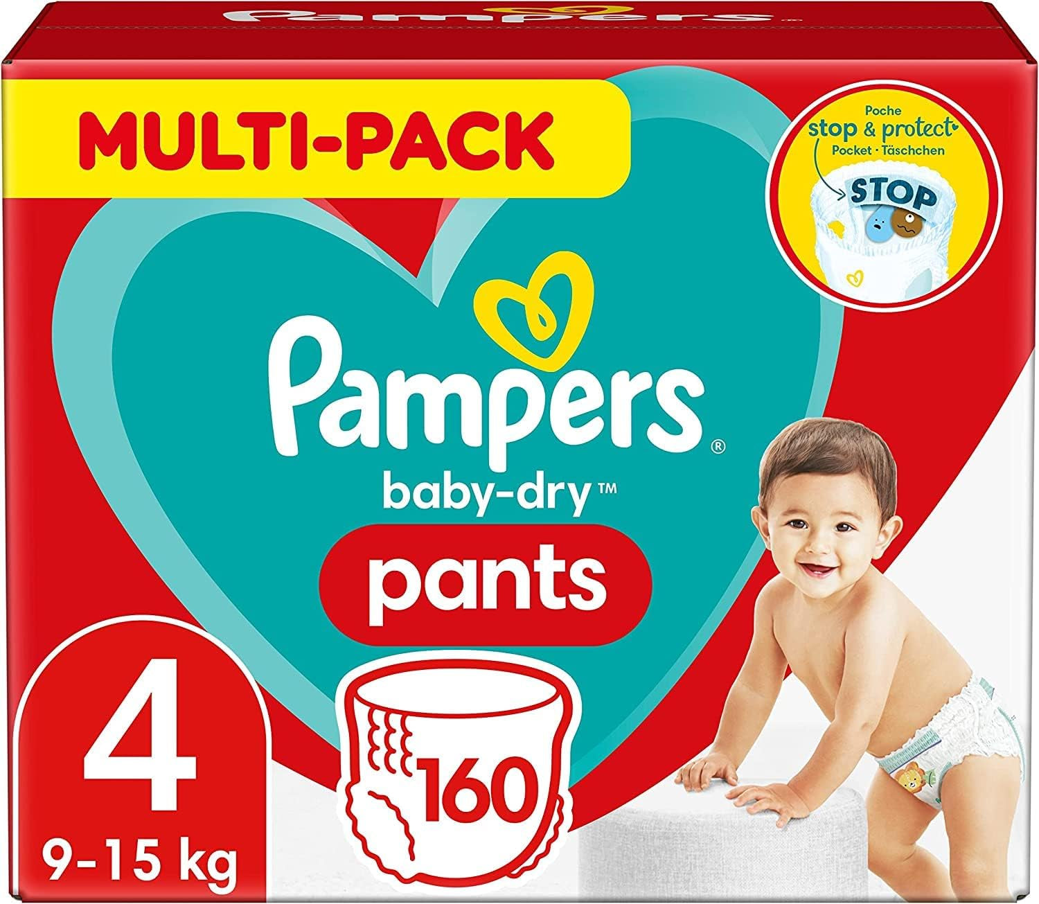 Pampers Baby-Dry Pants Größe 5, 160 Stück, 11kg-17kg, 360° auslaufsichere Passar dag och natt