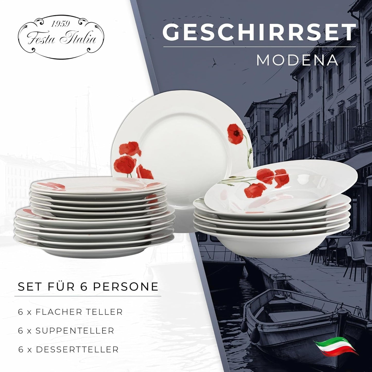Servisset för 6 - 18 delar - Porslinsservisset - Vitservisset - Skål- och tallrikset - Modernt servis - Tallrikar - Bordsservering - Servisset för 6