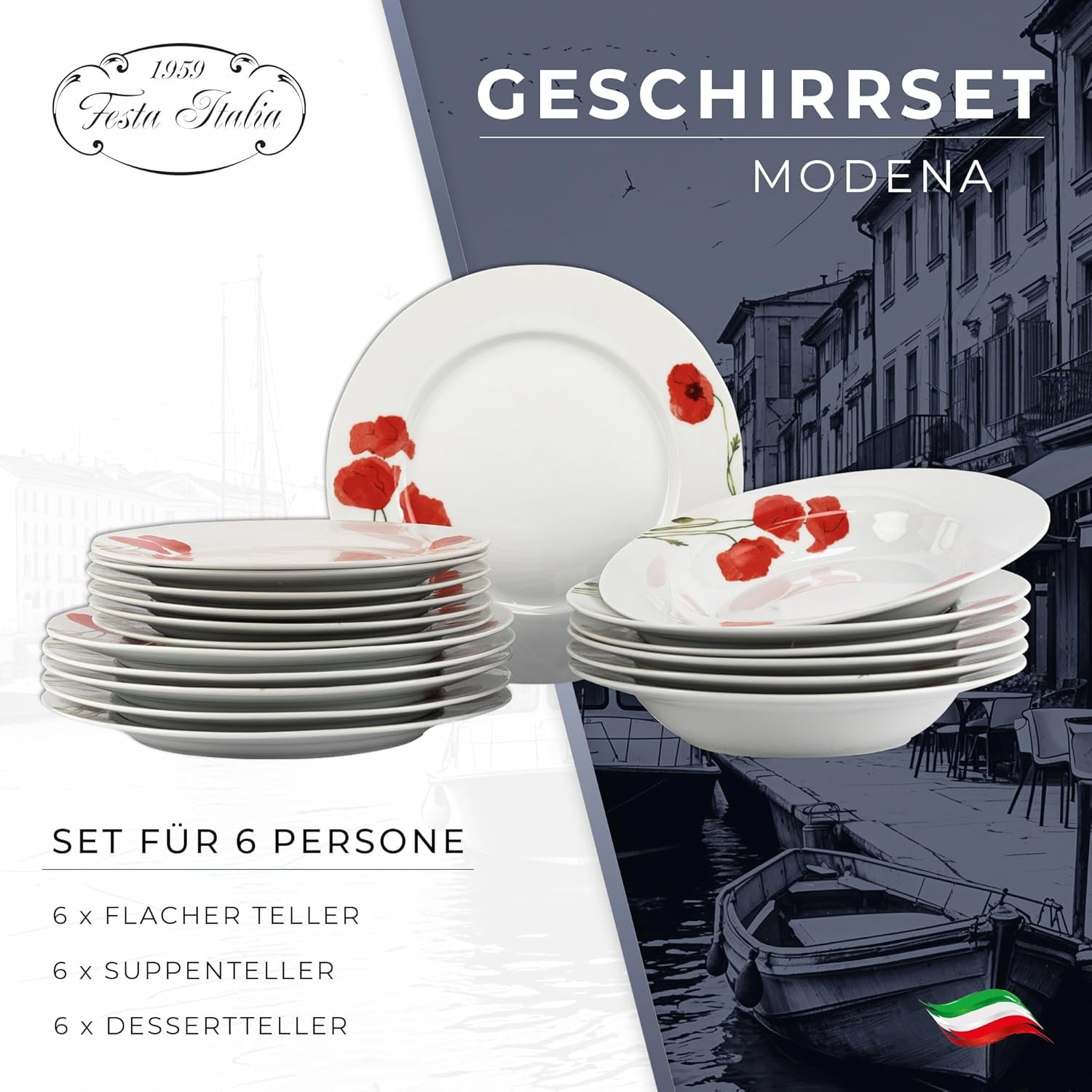 Servisset för 6 - 18 delar - Porslinsservisset - Vitservisset - Skål- och tallrikset - Modernt servis - Tallrikar - Bordsservering - Servisset för 6