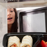 Relaxdays Meal Prep-lådor, set med 10, 2 fack, mikrovågsresistent, 800 ml, plastmatlåda med lock, svarta matförvaringslådor Naty Shop