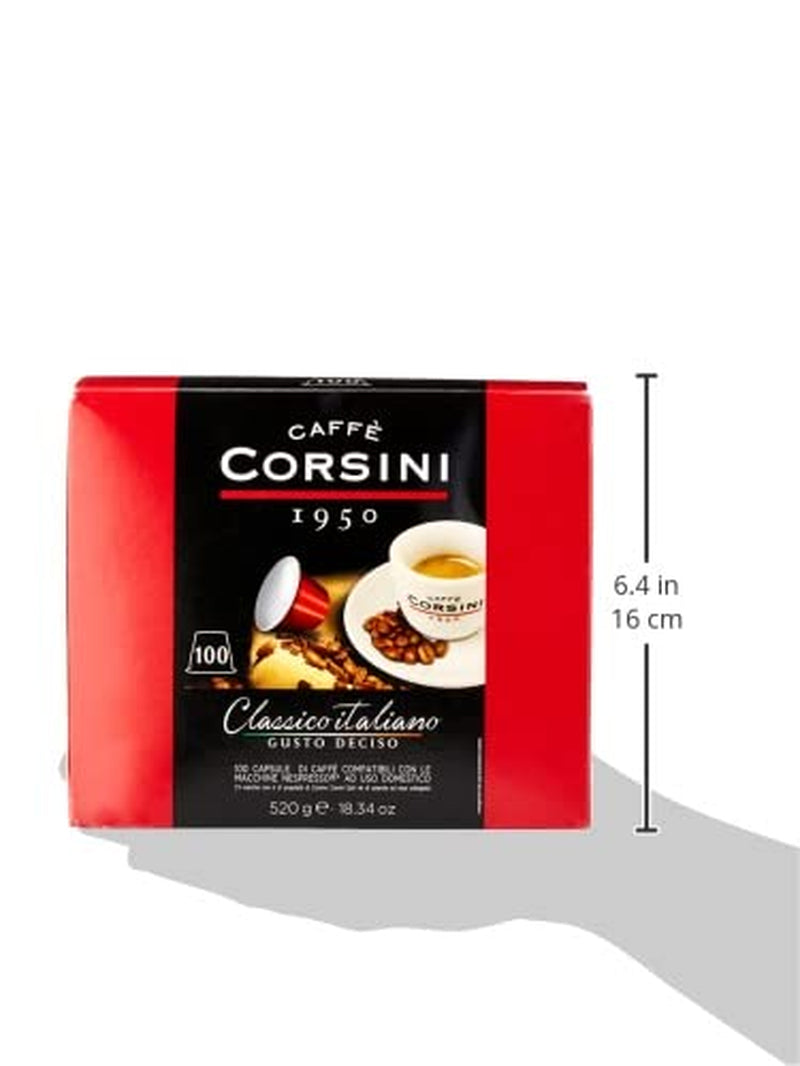 Caffè Corsini - Classico Italiano, Miscela Di Caffè In Nespresso-kompatibla kapslar, Gusto Forte E Deciso - Confezione Da 100 kapslar