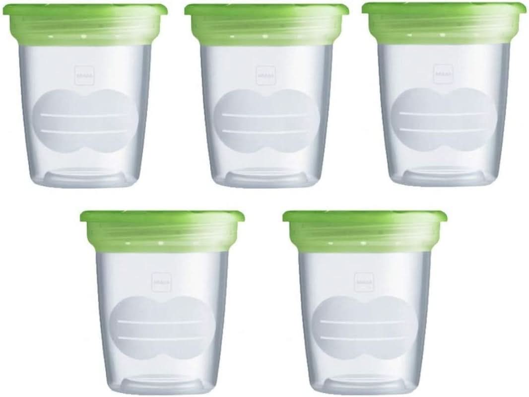 MAM Set med 5 behållare för mjölk och mat, gjorda av plast, utan Bpa och Bps Tillbehör Mat och Amning Bebe Naty Shop