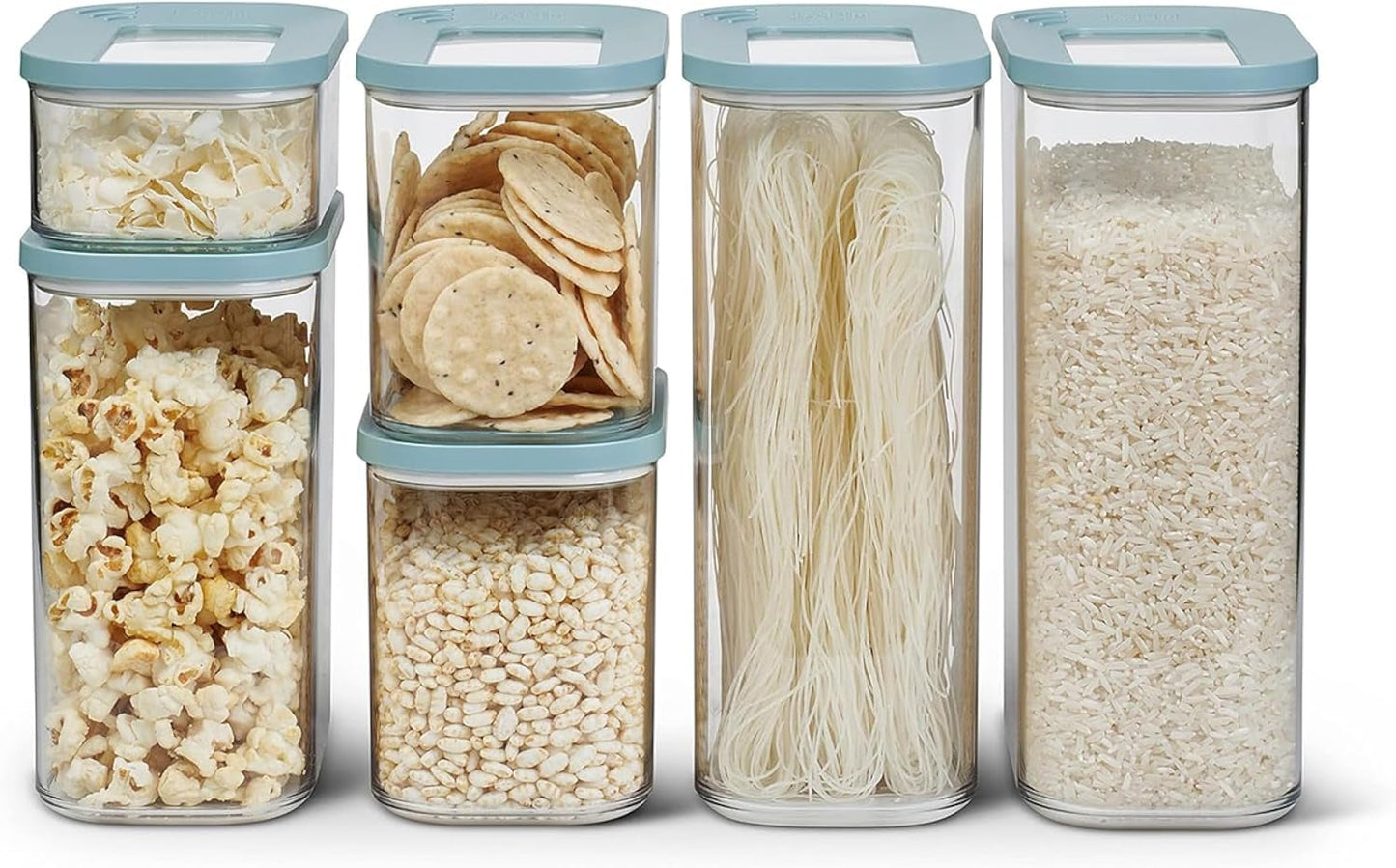 Mepal Set med 6 förvaringsburkar med lock - Rektangulära matbehållare - Köksarrangör i plast - Lufttäta förvaringsbehållare - 2x 2000ml, 2x 1000ml, 1x 1500ml & 1x 425ml - White Naty Shop Matförvaringslådor Nordic Green 6-delad set