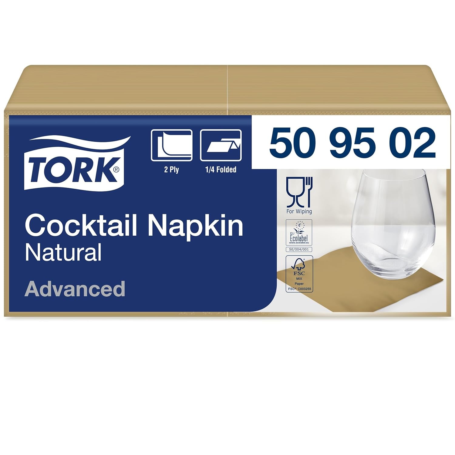 Tork nature cocktailservett med förtryckt miljösymbol, 200 servetter, 509502