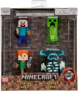 Jada Toys Minecraft Figur Set (4 delar) Tillverkad av metall - Minecraft Caves & Cliffs Samlarfigurer (Steve, Alex, Creeper och Warden) För spelare och samlare 8+ 6 cm vardera Actionfigurer Naty Shop Standardtitel