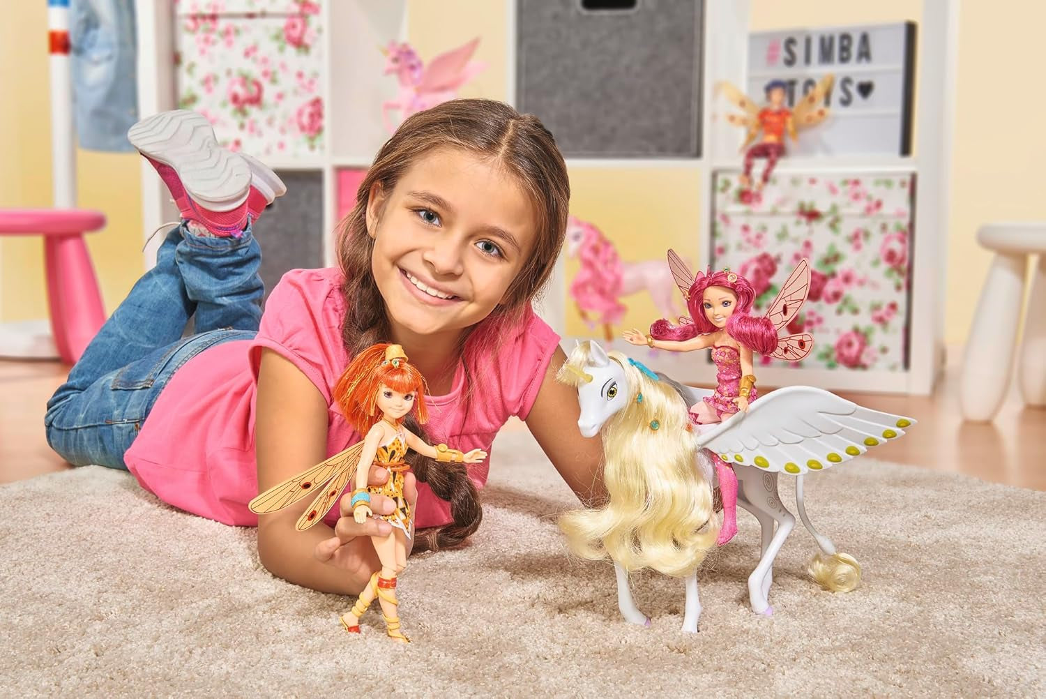 Simba 109480093 - Mia och jag enhörning Onchao, med rörliga vingar, hårnålar, stylingborste, leksakshäst, ponny, Centopia, 3+ år, rosa