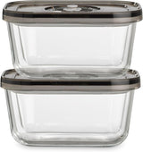 Caso Vacu OneTouch Eco-set, manuell vakuumförslutare, inklusive 3 vakuumbehållare i glas och VacuBoxx Eco-Duo S - vakuumfriskhetsbehållare / 2 behållare med 500 ml vardera Matförvaringslådor Naty Shop