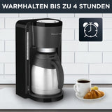 Rowenta Adagio Filter Espressomaskin, Termokanna i rostfritt stål, Håller kaffet varmt i upp till 4 timmar, 10-15 kopparkapacitet, 1,25L Kapacitet, Avtagbar filterkorg, Autoavstängning, Svart, CT3818