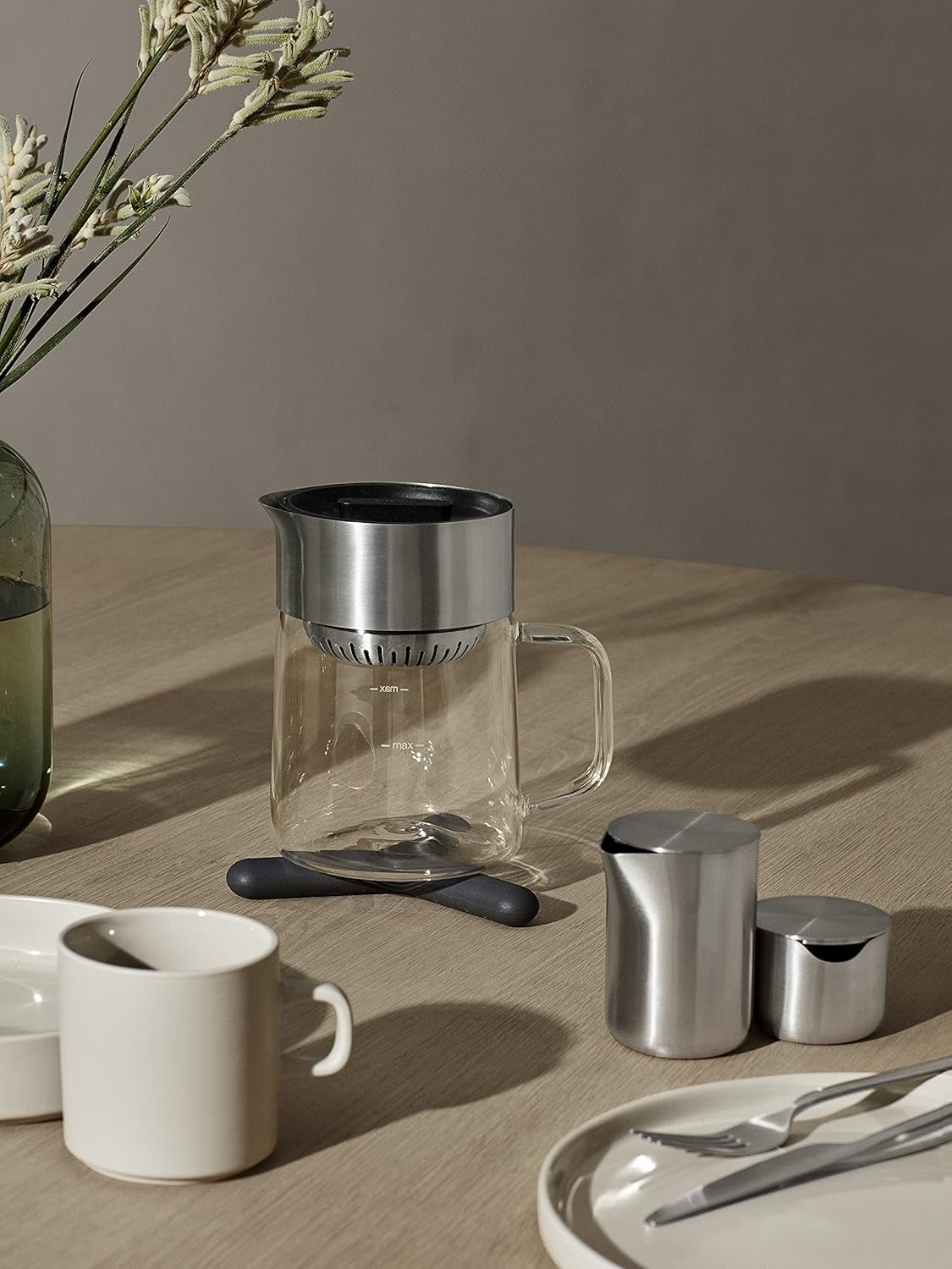 blomus -BASIC- Vispar i matt rostfritt stål med lock, kapacitet 120 ml, elegant mjölkmugg, tål diskmaskin (H/B/H: 8,3 x 6,1 x 5,7 cm, rostfritt stål, 63618)