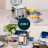 Princess 182611 Mini Fondue Fritös - Snabbuppvärmning - Luktfilter - 1,2 liters kapacitet, Silver Hushållsapparater Naty Shop