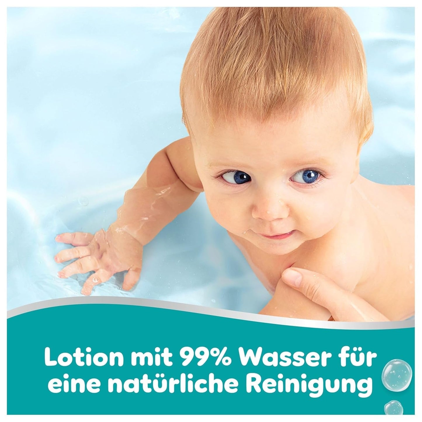 Pampers 99% vatten babyservetter, 12 förpackningar med 60 torkdukar vardera = 720 babyservetter, lätt lotion 99% vatten