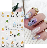 JMEOWIO Nagelsticker Weihnachten 10 Blatt Nail Art Sticker Selbstklebend Nagelaufkleber Glitter Schneeflocke Xmas Winter Urlaub Guld Dekoration Nageldesign Zubehör