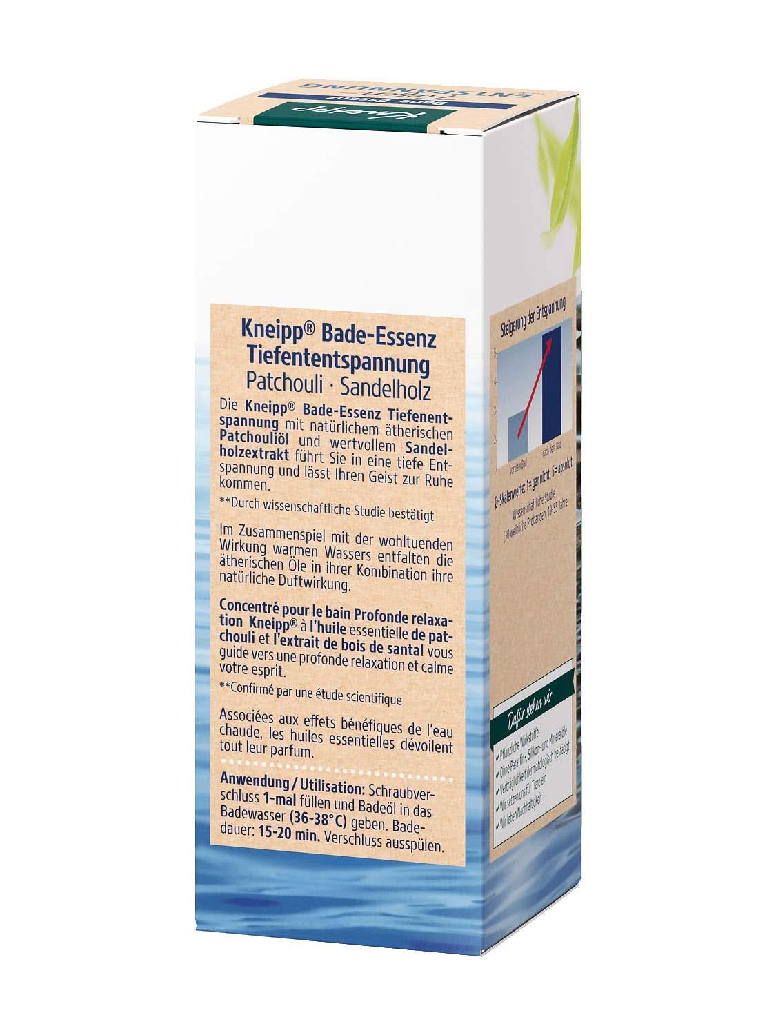 Kneipp, badolja med naturlig patchouli eterisk olja och sandelträextrakt för djup avslappning och lugnande, 100ml Naty Shop