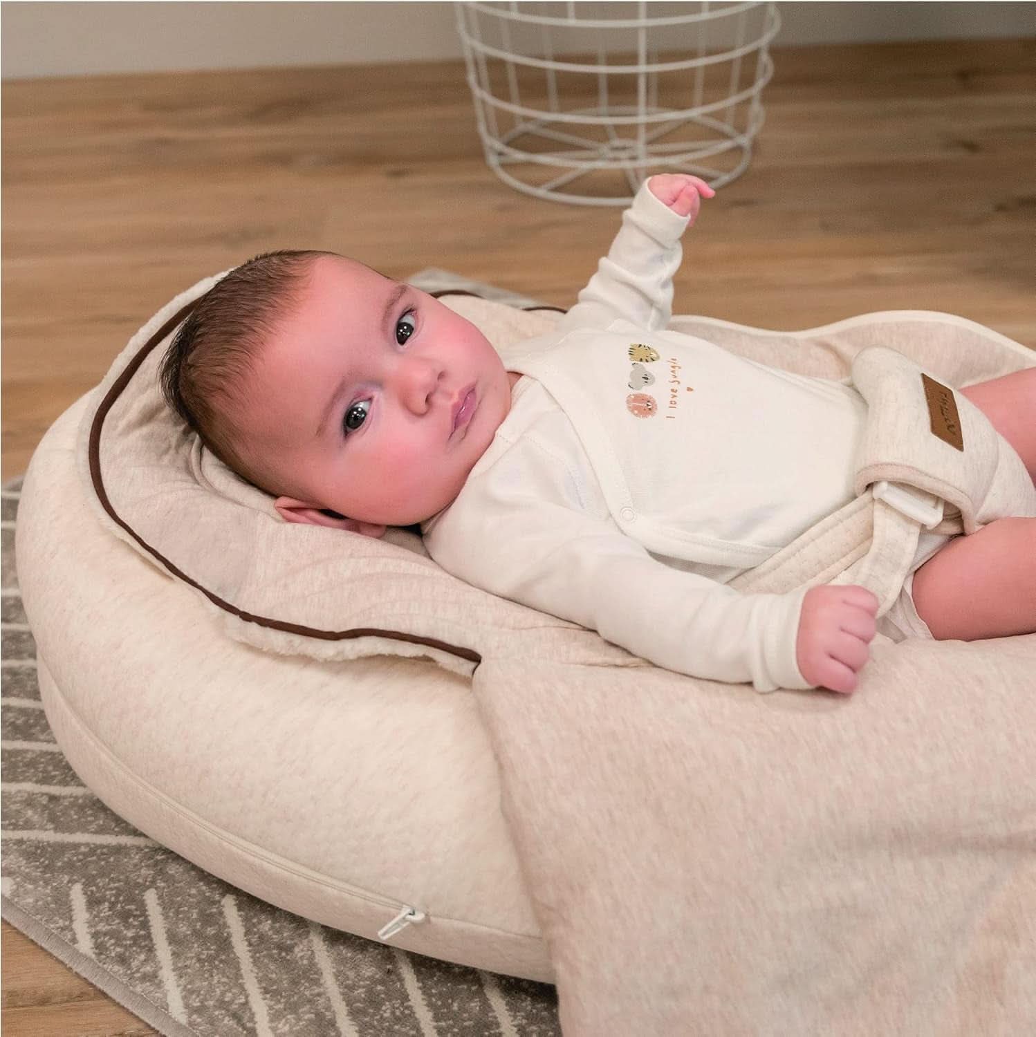 Multifunktionell amningskudde, 4 i 1, Soft Nova, beige, enkel kudde: 202 cm, fåtölj, 40 X 75 X 22 cm Tillbehör Mat och Amning Bebe Naty Shop