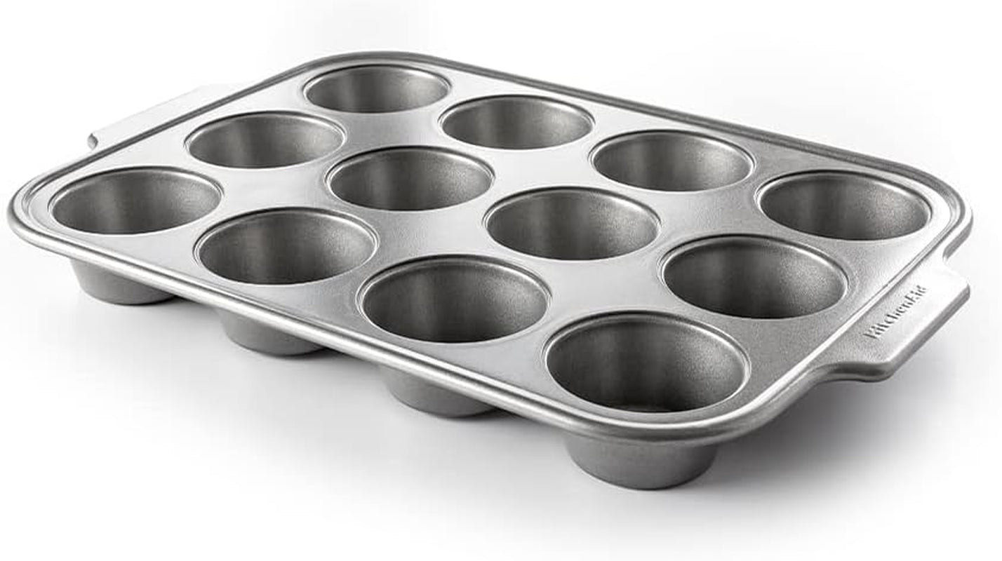Kitchenaid Aluminiserat stål Bakverk Muffinsplåt Non-Stick Ugn Säker Diskmaskin Säker Grå Naty Shop Bakformar och plåtar