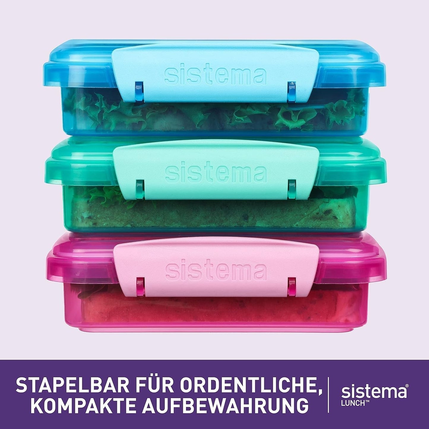 Matlåda smörgås box system | 450 ml | stapelbar och lufttät matlåda med lock | för barn och vuxna | utan BPA | blandade färger | 3 st Naty Shop matförvaringslådor