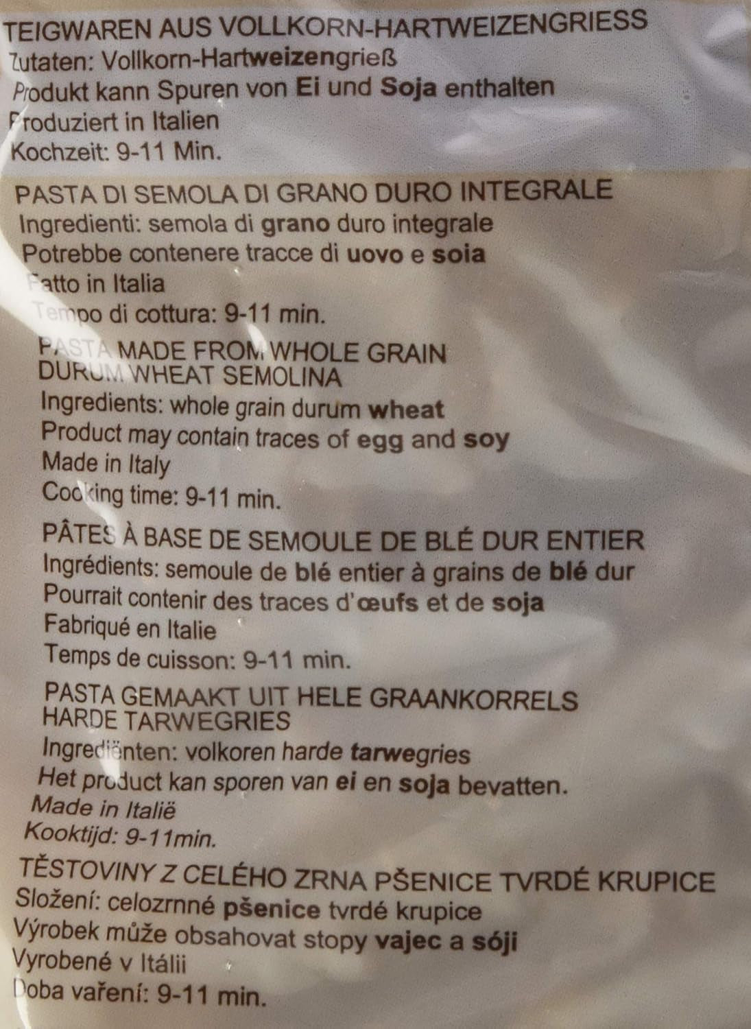 Fullkornspastaspiraler, förpackning om 10 st (10 x 500 g)