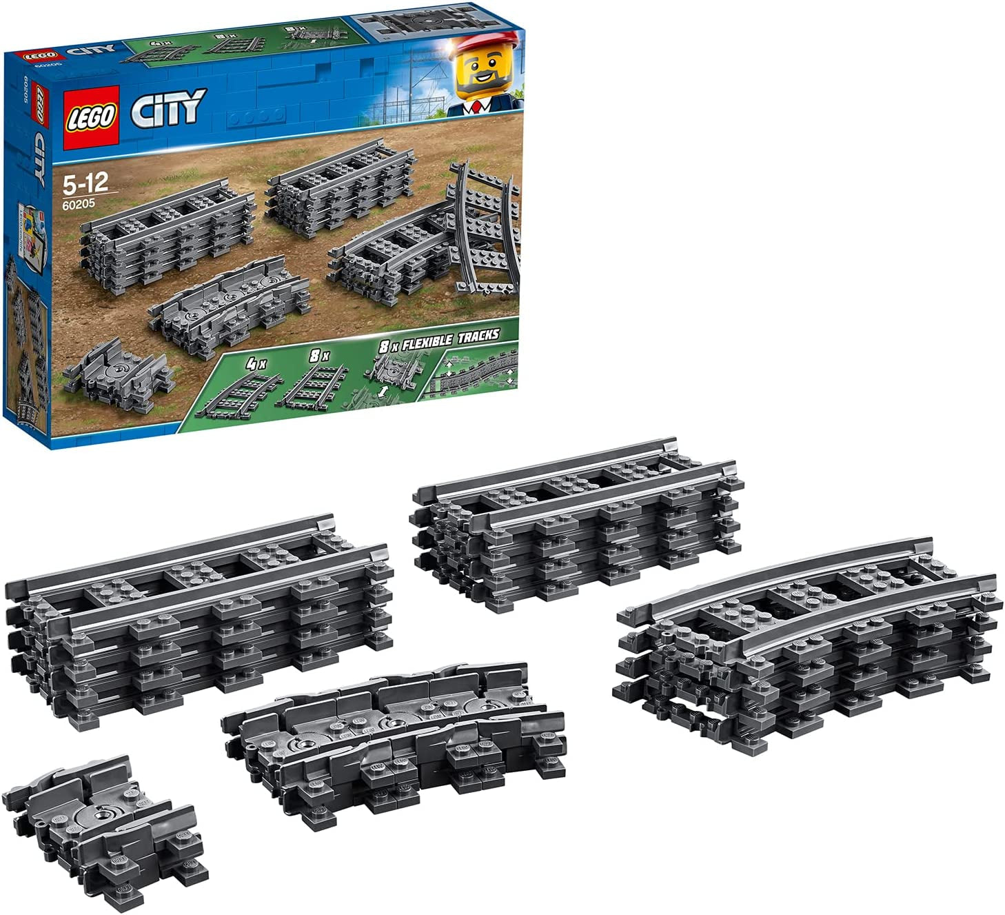LEGO 60205 Stadsbanor 20 delar expansionsset för barn Pojkar och flickor Leksaksset Byggset Besuche den LEGO-Store 26X72X19Cm Singel