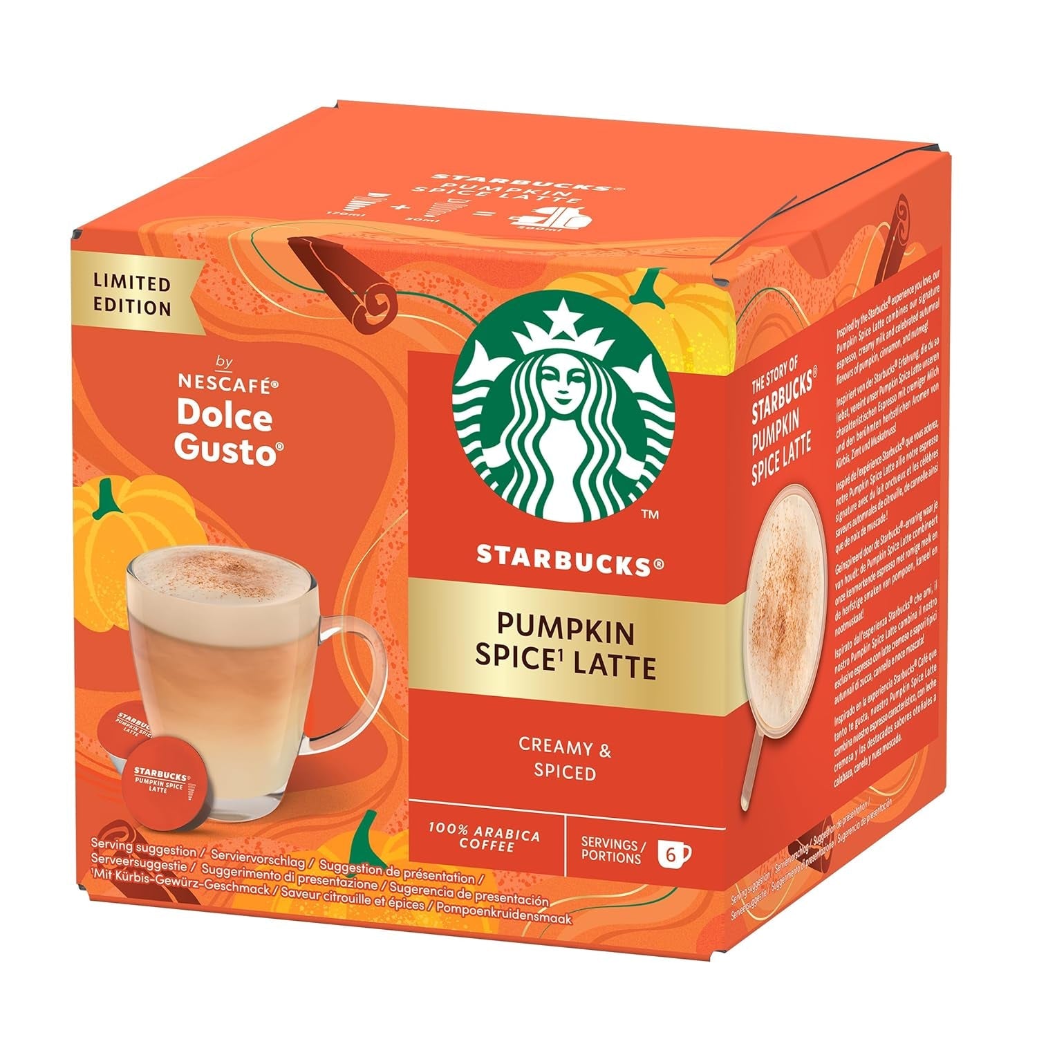 STARBUCKS Pumpkin Spice Latte av Nescafé Dolce Gusto, Dunkle Röstung, Kaffeekapseln 6 x 12 (72 Kapseln)