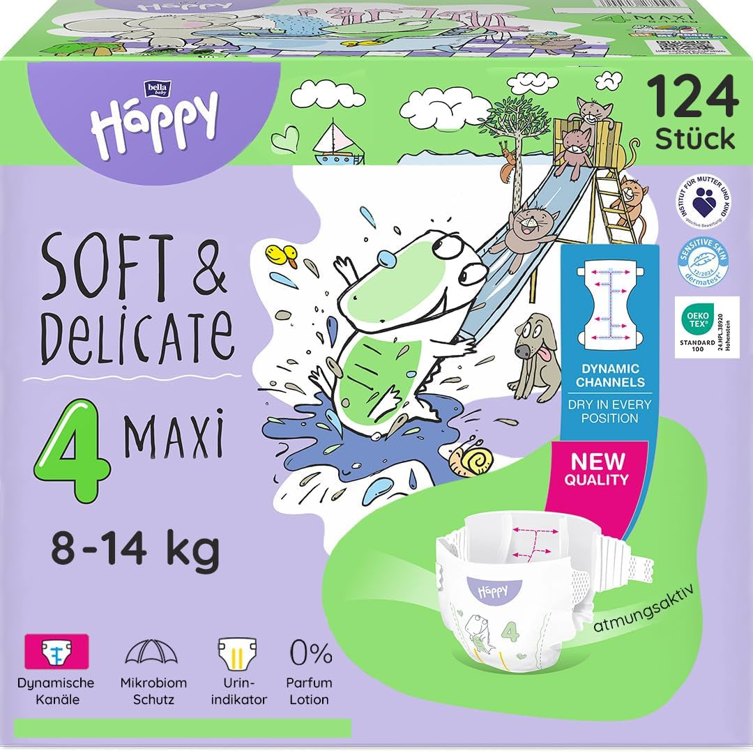 Bella Baby Happy Premiumblöjor, storlek 6, Junior Extra, 15+ kg, 96 st, DERMATEST och OEKO-TEX Seal, Babyblöjor för engångsbruk