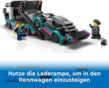 LEGO City Car Transporter med racerbil, leksaksbil med justerbar lastramp och racerbil, byggset med 2 minifigurer, racerförare och lastbilsförare, för barn från 6 år 60406 Byggset Besuche den LEGO-Store