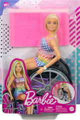 Barbie Fashionista docka, blont hår och regnbågsbyxa, rullstol och ramp ingår, dockgåva för barn, leksak för åldrarna 3 och uppåt, HJT13